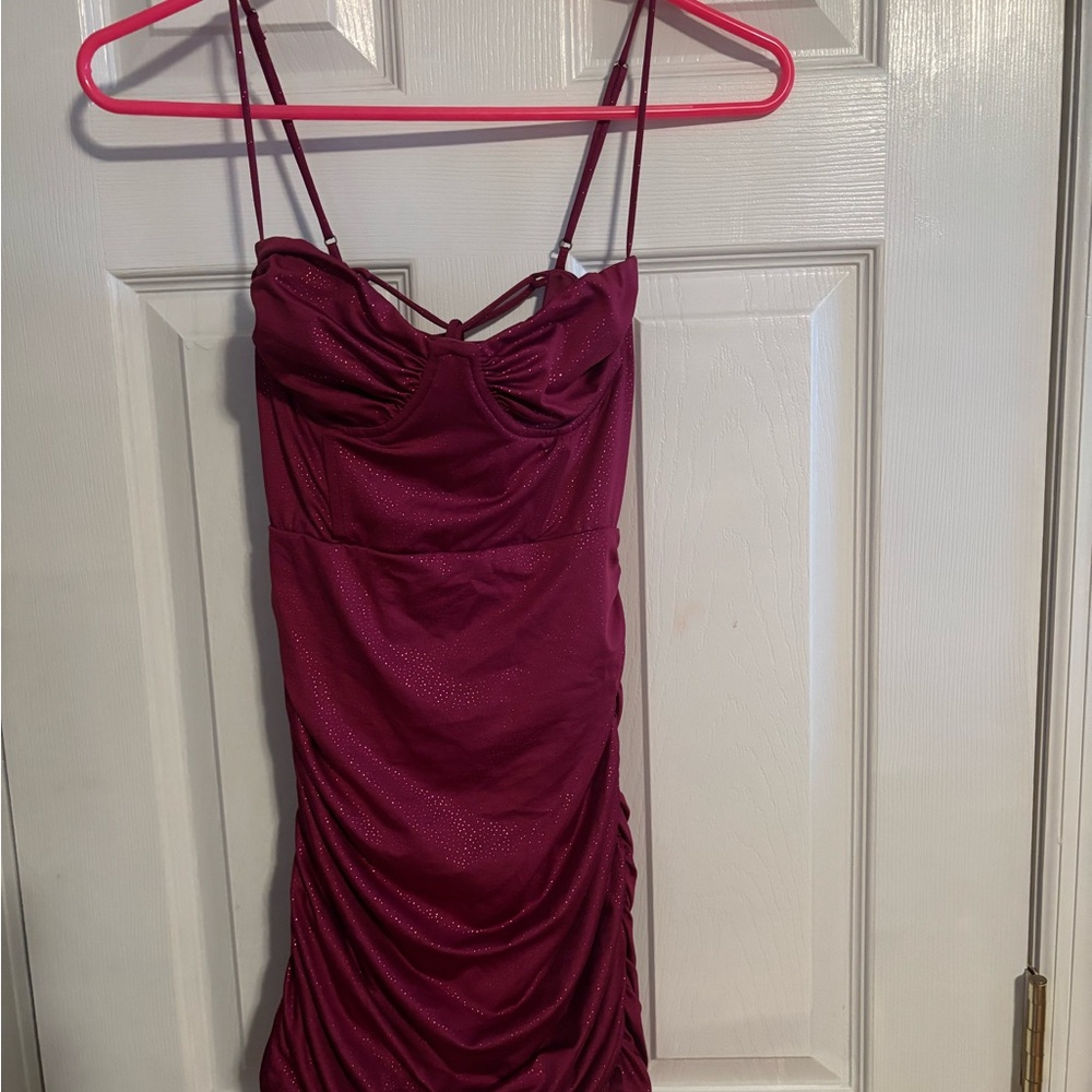 Lucy in the Sky Red Ruched Mini Dress